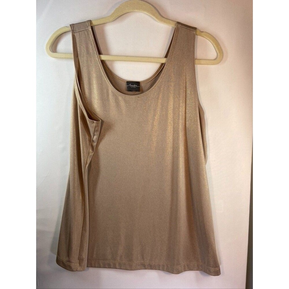 CHICOS TRAVELERS BEIGE TANK TOP SHIMMERS LARGE WOMENS
